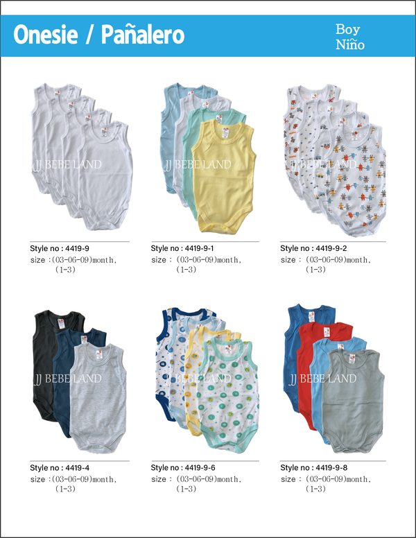 Boy sleeveless onesies 4419-9, 4419-9-1, 4419-9-2, 4419-4, 4419-9-6, 4419-9-8