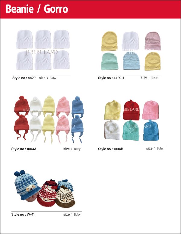 Beanies 4429, 4429-1, 1004A, 1004B, W-41