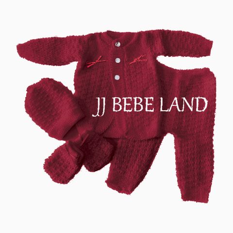 Newborn knit set, 4 pieces, red