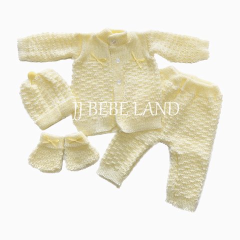 Newborn knit set, 4 pieces, yellow