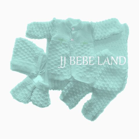 Newborn knit set, 5 pieces, green