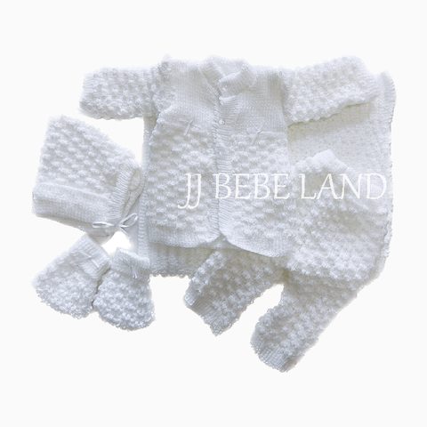 Newborn knit set, 5 pieces, white