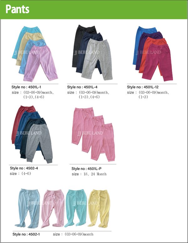 Pants 4501L-1, 4501L-4, 4501L-12, 4502-4, 4501L-P, 4502-1