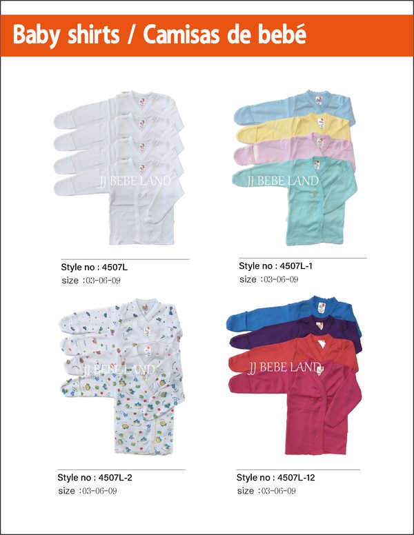 Long-sleeve baby shirts 4507L, 4507L-1, 4507L-2, 4507L-12