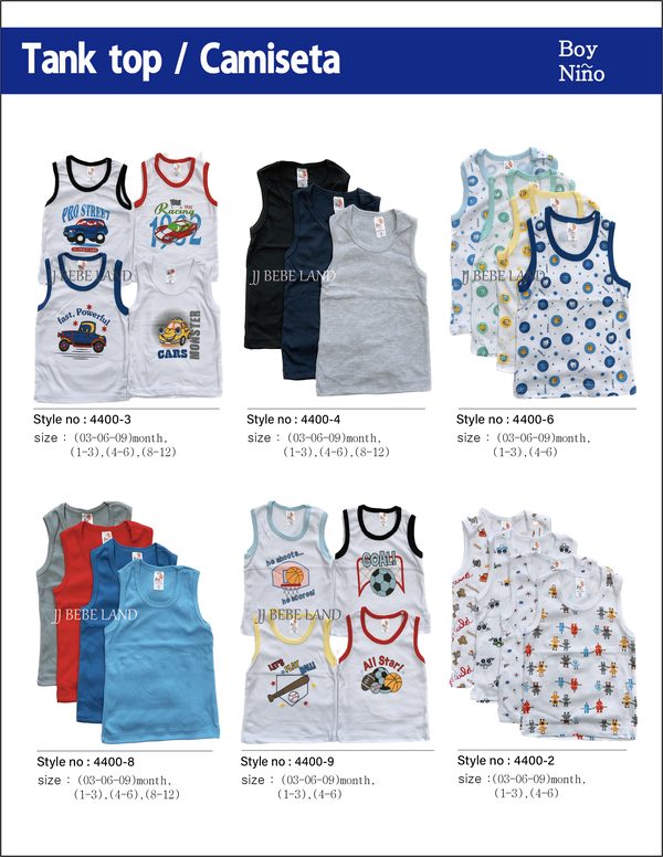 Boy tank tops 4400-3, 4400-4, 4400-6, 4400-8, 4400-9, 4400-2