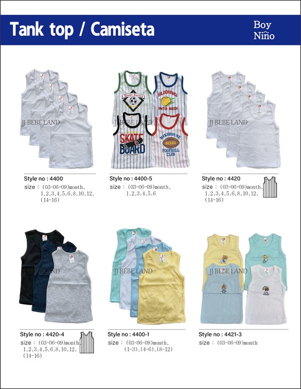 Boy tank tops 4400, 4400-5, 4420, 4420-4, 4400-1, 4421-3