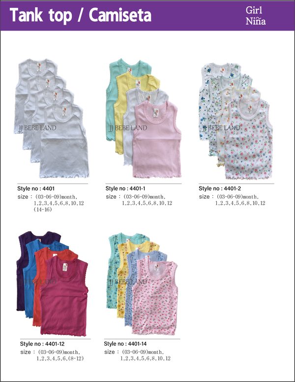 Girl tank tops 4401, 4401-1, 4401-2, 4401-12, 4401-14