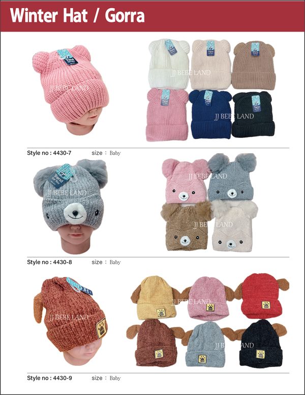 Bear-ear beanies 4430-7, 4430-8, 4430-9