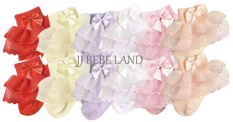 Lace ruffle socks with bows in assorted colors